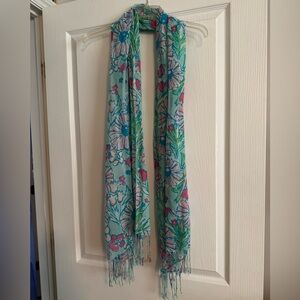 Lilly Pulitzer Silk Cashmere Scarf in Pink and Blue